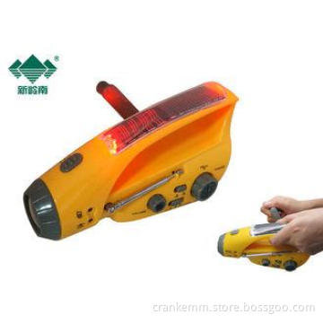Small Hand Powered Rechargeable Flashlight Radio With Emerg
